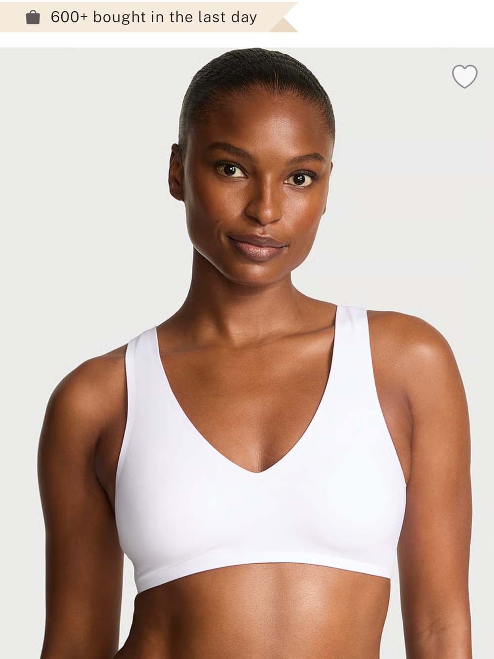 Victoria's Secret Smooth V-Neck Wireless Bra - White - Picture 3 of 3